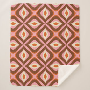 70s Retro Seamless Pattern in Orange,  Brown,  Pin Sherpa Blanket
