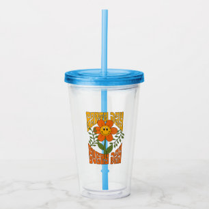 70's Retro Smiling Daisy Flower Acrylic Tumbler