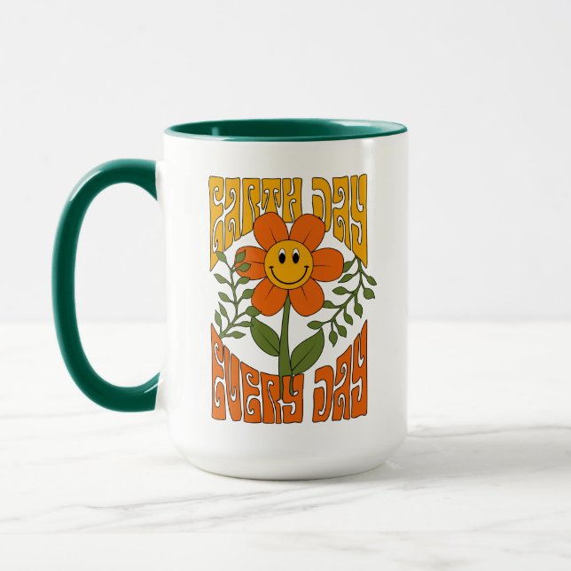 70's Retro Smiling Daisy Flower Mug (Left)