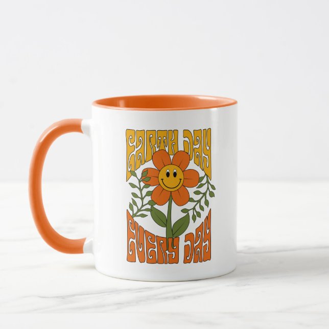 70's Retro Smiling Daisy Flower Mug (Left)