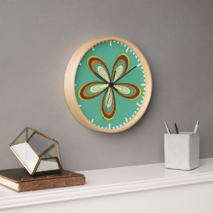 70's retro spring hippie flower power clock