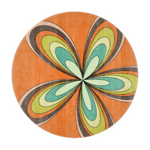 70's retro spring hippie flower power cutting board