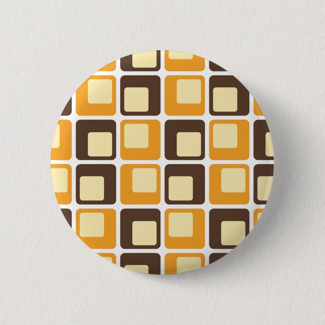 70s Retro Square Shapes Pattern 2 Inch Round Button (Front)