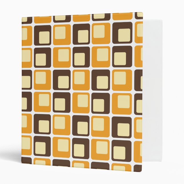70s Retro Square Shapes Pattern Binder (Front/Inside)
