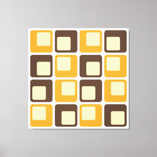70s Retro Square Shapes Pattern Canvas Print