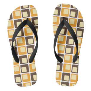 70s Retro Square Shapes Pattern Flip Flops