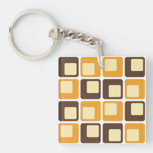 70s Retro Square Shapes Pattern Keychain