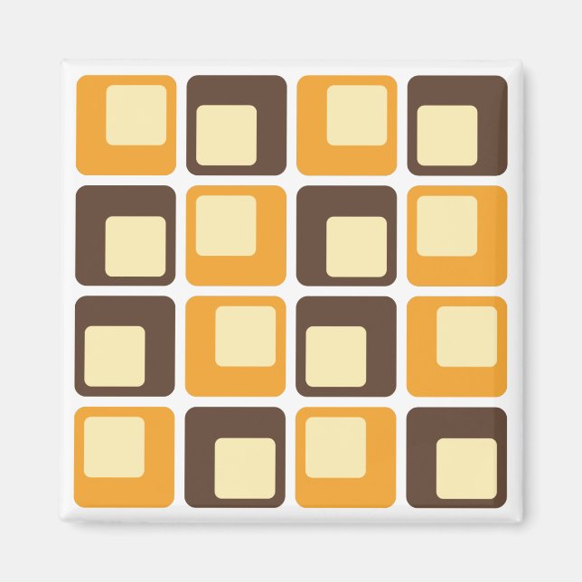70s Retro Square Shapes Pattern Magnet (Front)