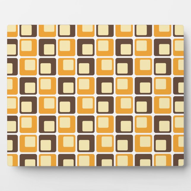 70s Retro Square Shapes Pattern Plaque (Front)