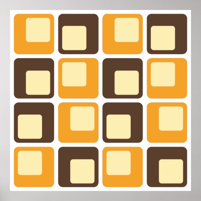 70s Retro Square Shapes Pattern Poster (Front)
