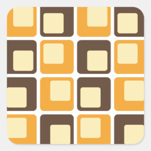 70s Retro Square Shapes Pattern Square Sticker