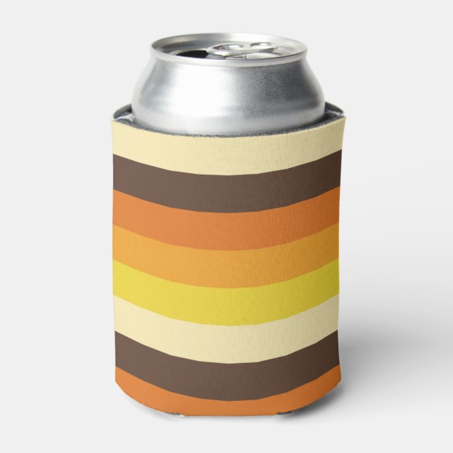 70s Retro Striped Colour Pattern Can Cooler (Can Front)
