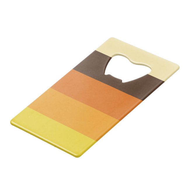70s Retro Striped Colour Pattern Credit Card Bottle Opener (Front Angled)