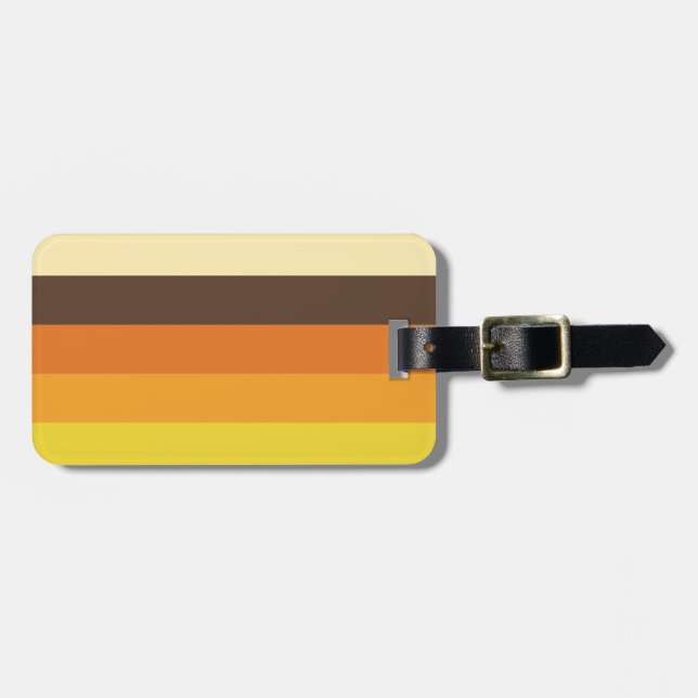 70s Retro Striped Colour Pattern Luggage Tag (Front Horizontal)