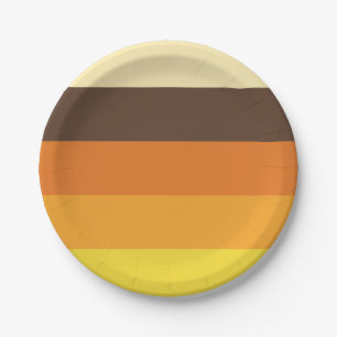 70s Retro Striped Colour Pattern Paper Plate