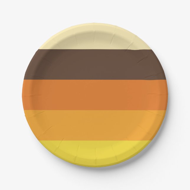 70s Retro Striped Colour Pattern Paper Plate (Front)