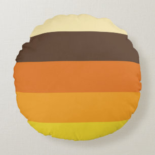 70s Retro Striped Colour Pattern Round Pillow