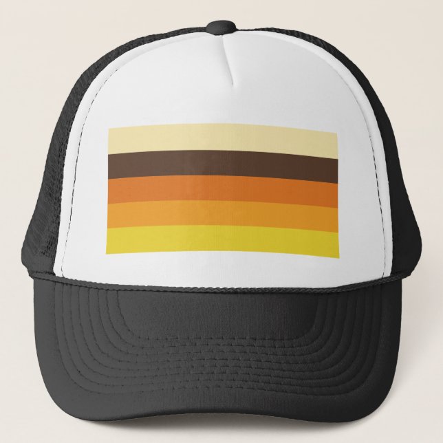 70s Retro Striped Colour Pattern Trucker Hat (Front)