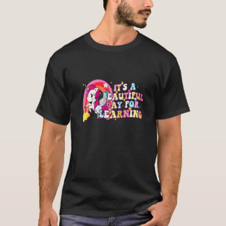 70s Retro Teacher Unicorn It's Beautiful Day For L T-Shirt