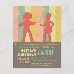 70s Retro Teen Disco Dance Birthday Party Invitation