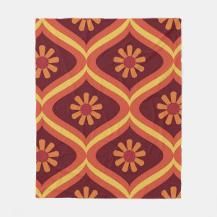70s retro vintage Mid Century Modern Seamless Patt Fleece Blanket
