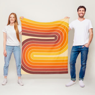 70s Retro Vintage Style Geometric Design Fleece Blanket