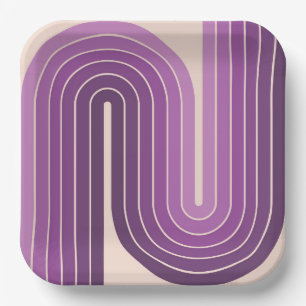 70s Retro Vintage Style Geometric Design Paper Plate