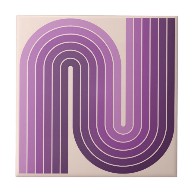 70s Retro Vintage Style Geometric Design Tile (Front)
