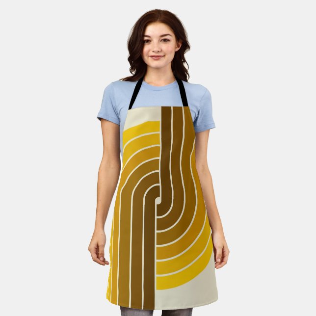 70s Retro Vintage Style Geometric Pattern Apron (Worn)