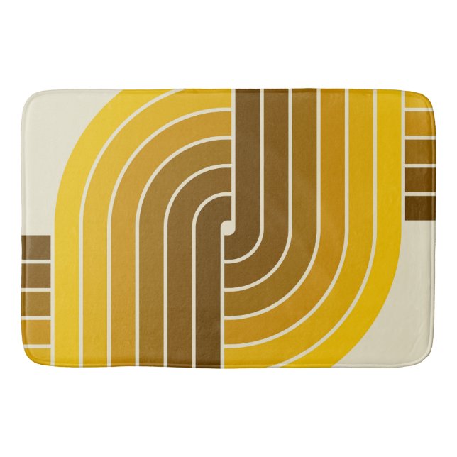70s Retro Vintage Style Geometric Pattern Bath Mat (Front)