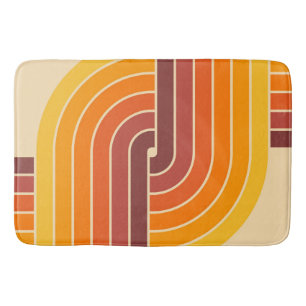 70s Retro Vintage Style Geometric Pattern Bath Mat