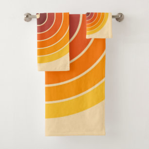 70s Retro Vintage Style Geometric Pattern Bath Towel Set