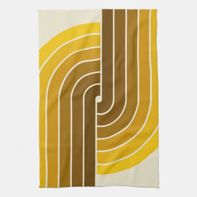 70s Retro Vintage Style Geometric Pattern Kitchen Towel (Vertical)