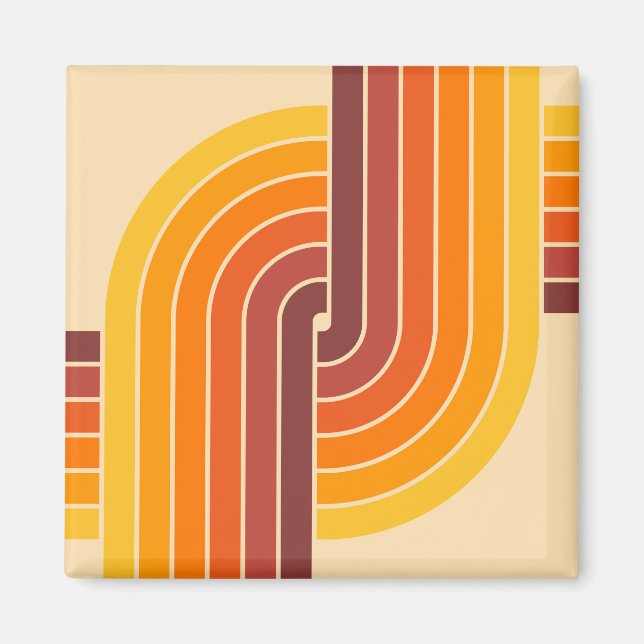 70s Retro Vintage Style Geometric Pattern Magnet (Front)