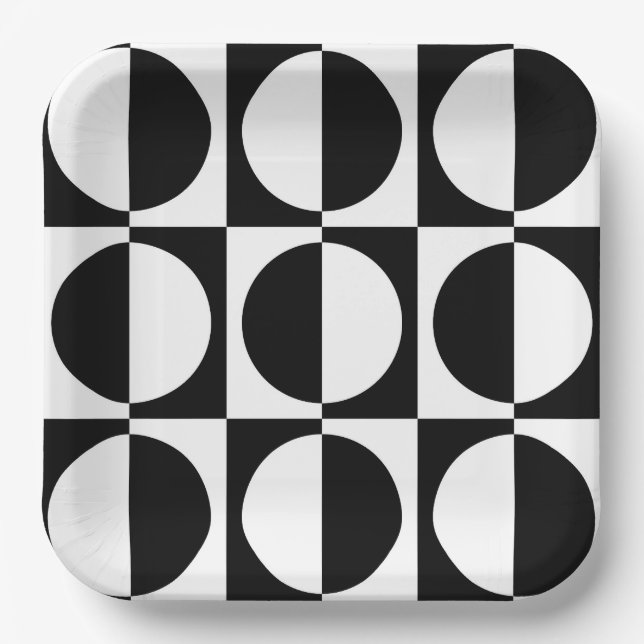 70s Retro Vintage Style Geometric Pattern Paper Plate (Front)