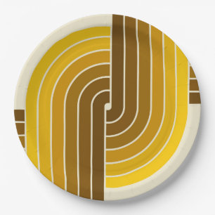 70s Retro Vintage Style Geometric Pattern Paper Plate