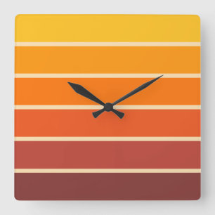 70s Retro Vintage Style Geometric Pattern Square Wall Clock