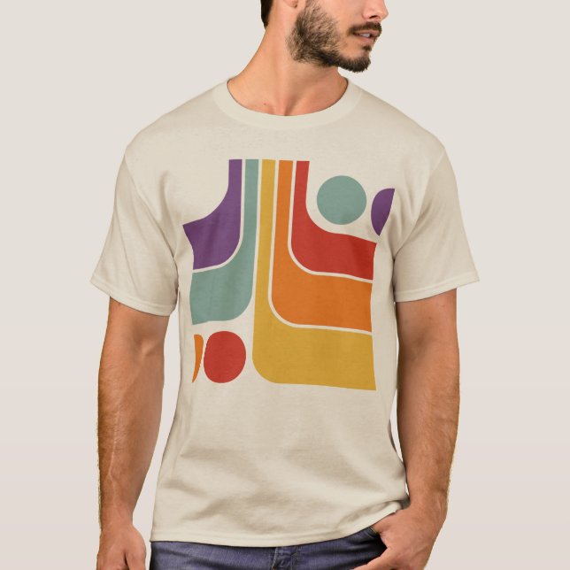 70s Retro Vintage Style Geometric Pattern T-Shirt (Front)