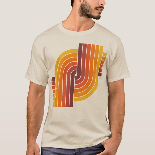 70s Retro Vintage Style Geometric Pattern T-Shirt (Front)