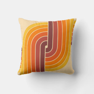 70s Retro Vintage Style Geometric Pattern Throw Pillow