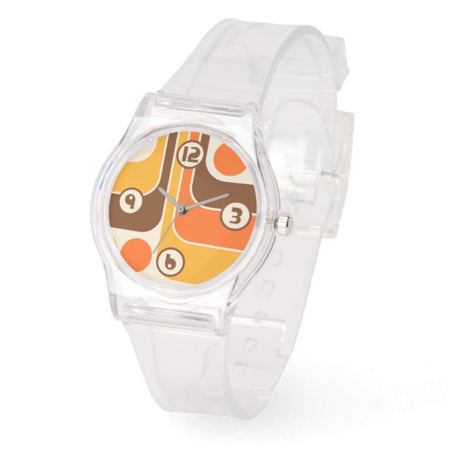 70s Retro Vintage Style Geometric Pattern Watch (Angle)