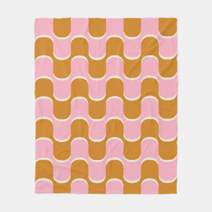 70s retro vintage wavy pattern in gold and pinkwav fleece blanket
