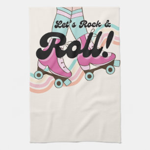 70s Rock and ROLL Roller Skating Decor Retro Room Kitchen Towel