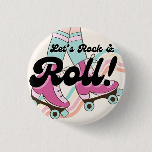 70s Rock and ROLL Roller Skating Party Favours 1 Inch Round Button