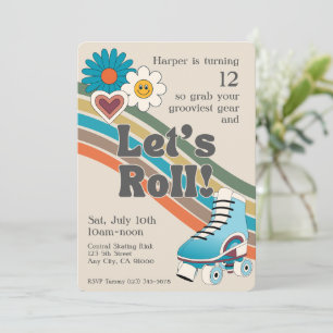70's Roller Skating Birthday Party Invitation
