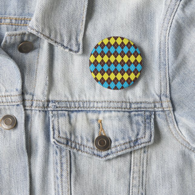 70s Scottish Tartan-Pattern 2 Inch Round Button (In Situ)