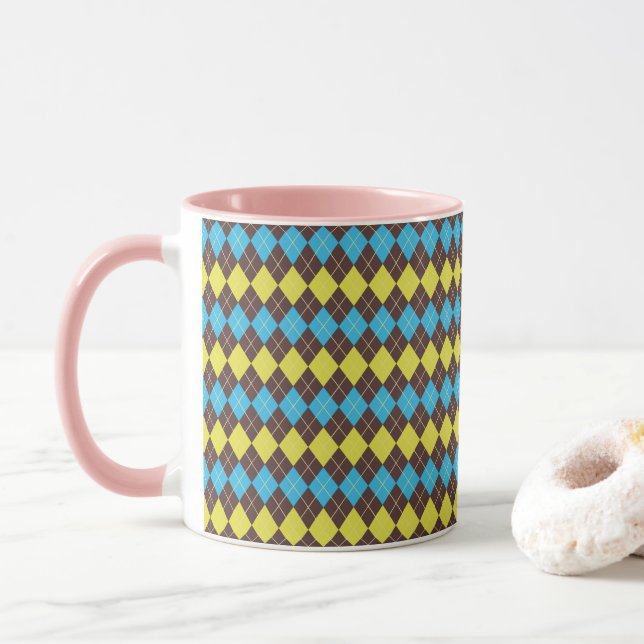 70s Scottish Tartan-Pattern Mug (With Donut)