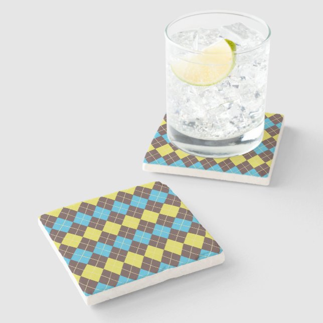 70s Scottish Tartan-Pattern Stone Coaster (Side)