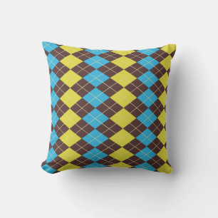 70s Scottish Tartan-Pattern Throw Pillow