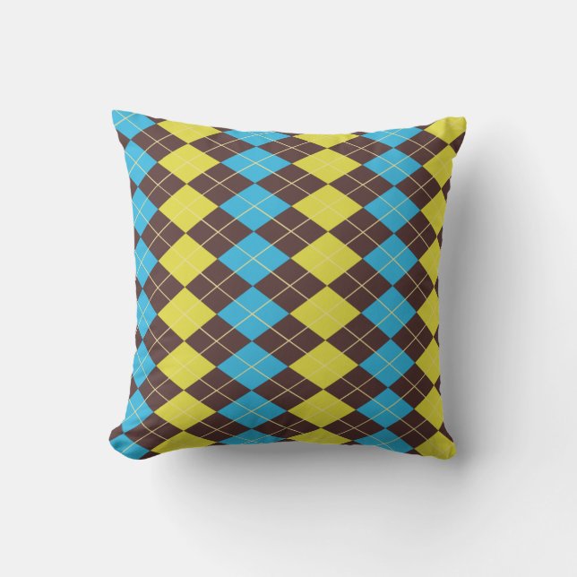 70s Scottish Tartan-Pattern Throw Pillow (Front)